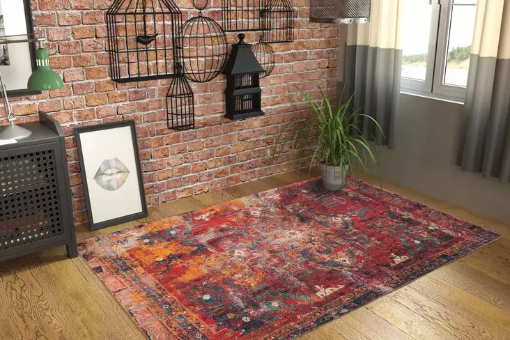 Monivärinen eteisen matto käytävämatto 75x150 cm - 100% Polyesteri, Konepestävä, Kierrätetty Aluspuuvilla, 4 mm Nukka, 1850 g/m² - Pienet matot ja käytävämatot - 8682870554542 - 1
