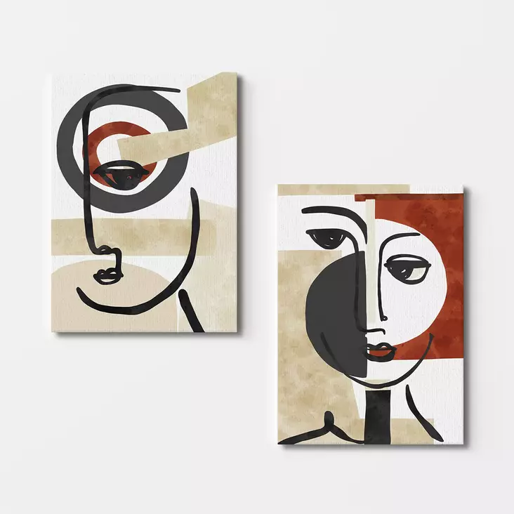 Monivärinen Koristeellinen Canvas-taulu 2 kpl - 100% Puukehys, 50x70 cm, Seinäsisustus, Taide, Moderni, Abstrakti - Taulut ja kehykset - 8684282409182 - 1