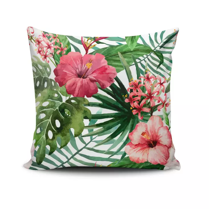 Monivärinen Sisustustyyny 43x43 cm - 50% Puuvilla, 50% Polyesteri, Silikonitäyte, Konepestävä 40°C, Piilovetoketju - Koristetyynyt - 8681181737262 - 1