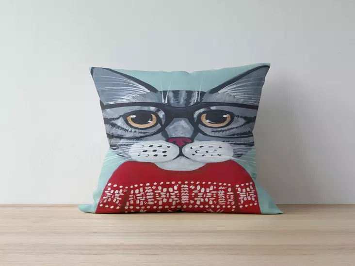 Monivärinen Tyynynpäällinen 43x43 cm - 50% Polyesteri/50% Puuvilla, Digitaalinen Painatus, Konepestävä 30 °C:ssa - Koristetyynyt - 8682870194052 - 1