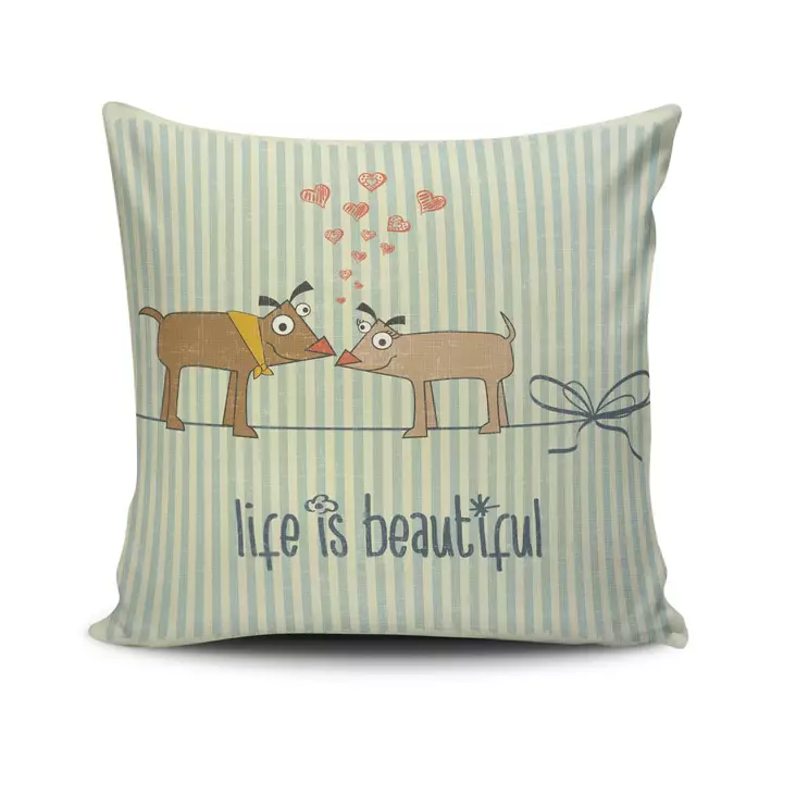Monivärinen Tyynynpäällinen 43x43 cm - 50% Puuvilla, 50% Polyesteri, Konepestävä 40 °C, Piilovetoketju - Koristetyynyt - 8681181739402 - 1