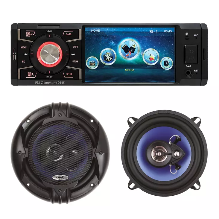 Pakkaus MP5 autosoitin PNI Clementine 9545 + koaksiaaliset autokaiuttimet PNI HiFi650, 120W, 16,5 cm - Autosoittimet - 5949066519932 - 1