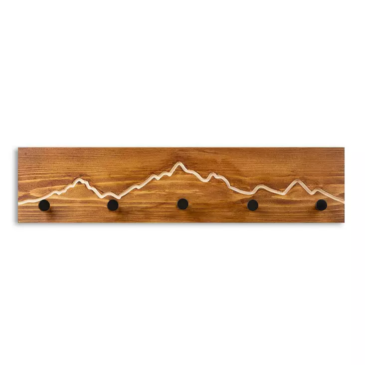 Puinen Seinäkoukku, Pähkinä/Natural, 60x14x5 cm, 50% Puu/50% Metalli, Tyylikäs ja Kestävä Säilytysratkaisu - Naulakot - 8684282463382 - 1