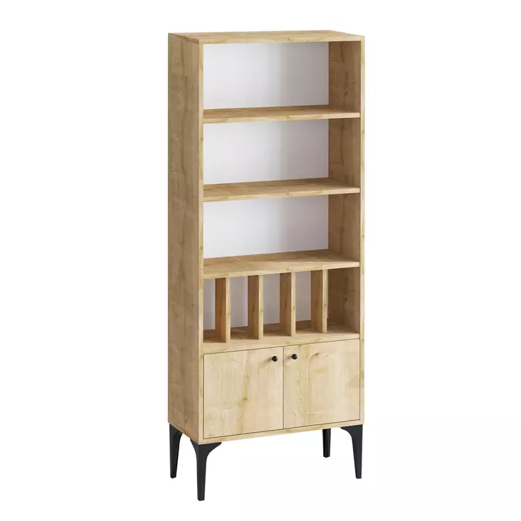 Safiiri Tammi Kirjahylly - Antibakteerinen, Helppo Koota, 100% Melamiinipinnoitettu, 60x175x30 cm, Ajaton Muotoilu - Kirjahyllyt - 8683342978712 - 1