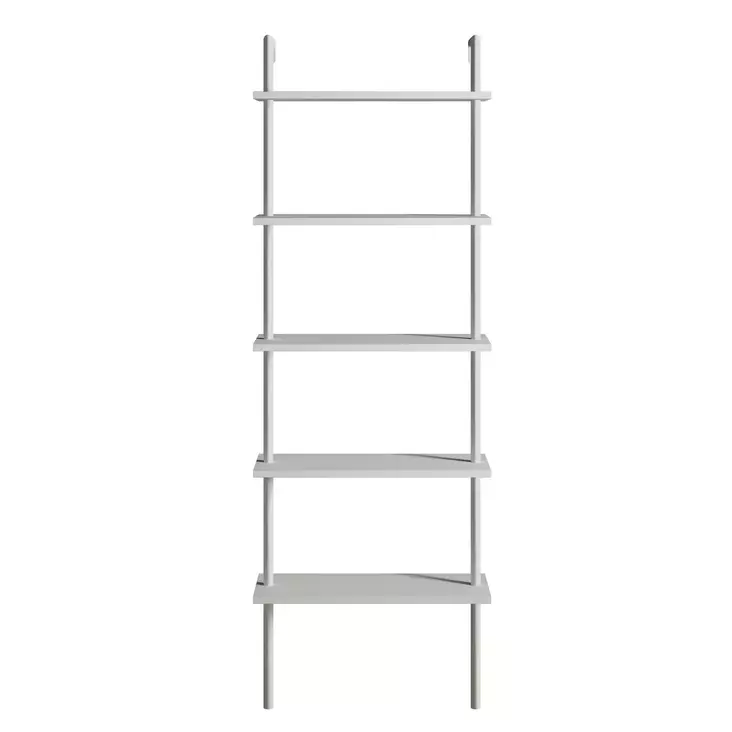 Skandinaavinen Kirjahylly - Valkoinen, 100% Melamiinipinnoitettu, Metallijalat, 60x174x22 cm, Seinään Kiinnitettävä - Kirjahyllyt - 8681875920932 - 1