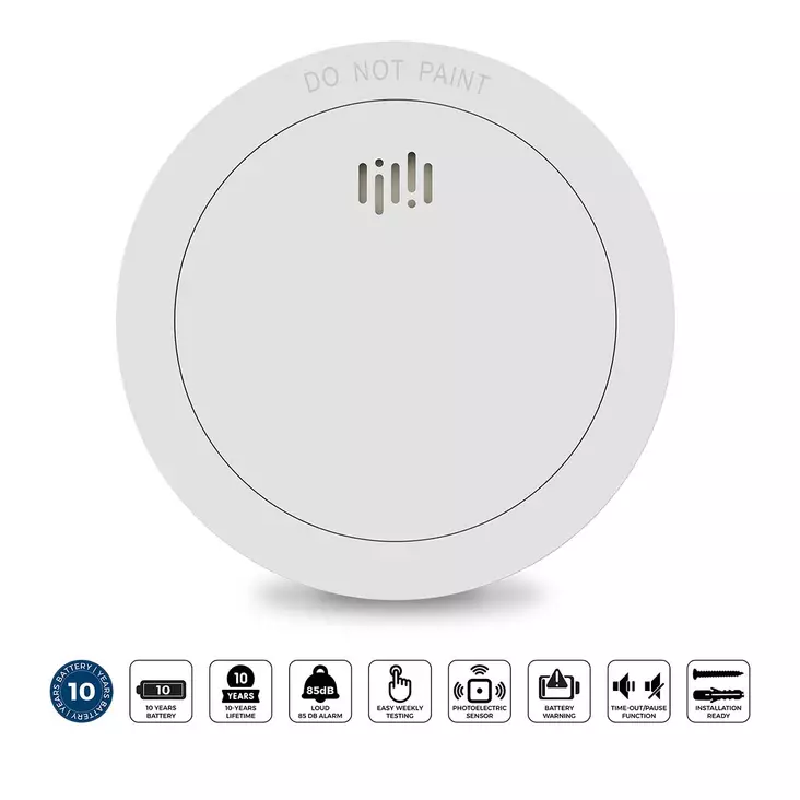 Smoke detector with 10 years battery and sensor runtime White - Palovaroittimet ja häkävaroittimet - 8711902093152 - 1
