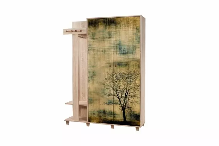 Sonoma Oak Hall Stand - 100% Melamiini, 18mm, Muovijalat, Puukahvat, UV-pinnoite, 135x194x36 cm, Monikäyttöinen - Eteiskaapit - 8681875381702 - 1