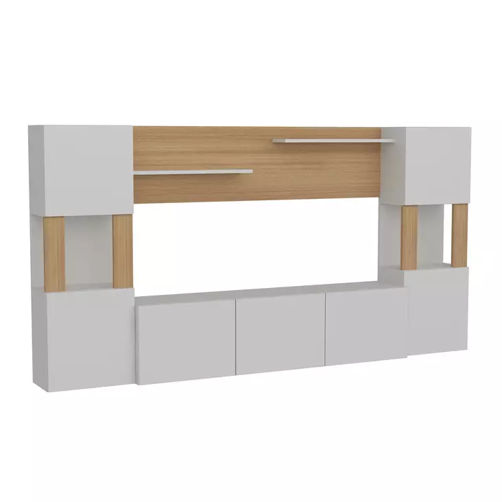 TV-taso, Valkoinen Tiikki, 100% Melamiinipinnoitettu Lastulevy, 18 mm, Leveys 160 cm, Korkeus 125 cm, Syvyys 31,5 cm - TV-tasot - 8681181980262 - 1