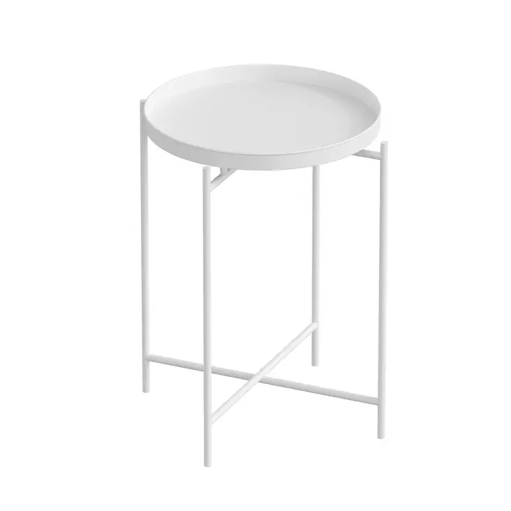 Valkoinen Metallinen sohvapöytä - Tyylikäs ja Kestävä Huonekalu, Leveys 46 cm, Korkeus 56 cm, Syvyys 46 cm - Sohvapöydät - 8684282461302 - 1