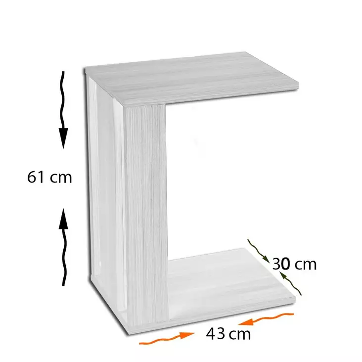 Valkoinen Musta Sivupöytä - 100% Melamiinipinnoitettu Lastulevy, 18mm Paksuus, 30x61x43cm, Yksi Paketti - Sivu- ja apupöydät - 8681875880632 - 1