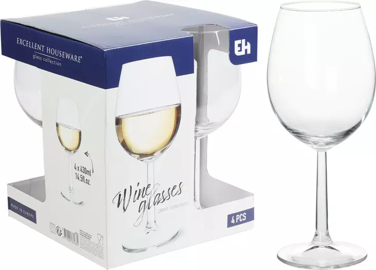 Viinilasit 430 ml, 4 kpl - Kodinhoito ja siivous - 8719202369632 - 1