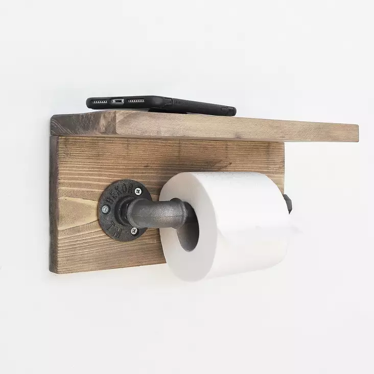 Walnut Black Spruce Wood Pipe Hook - 30x14x12 cm - 3 kg Kantavuus - Seinään Kiinnitettävä - Huonekalut - 8681875503142 - 1