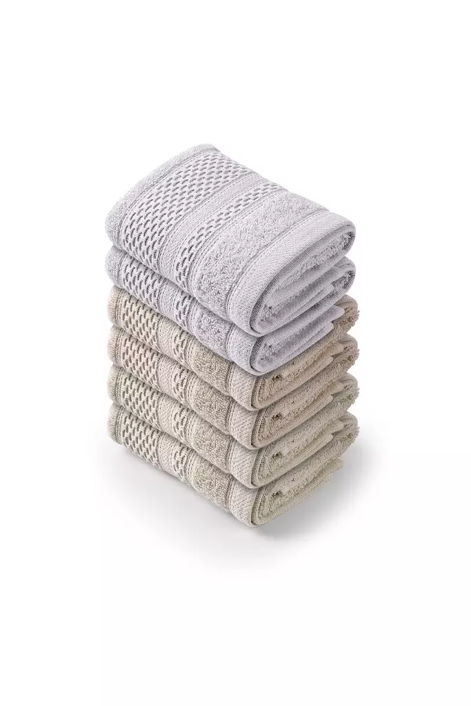 Ylellinen 6-osainen Käsipyyhesetti - 100% Puuvillaa, 450 gr/m², 30x50 cm, Monivärinen, Kylpyhuoneen Sisustukseen - Pyyhkeet ja kylpytakit - 8684283056842 - 1