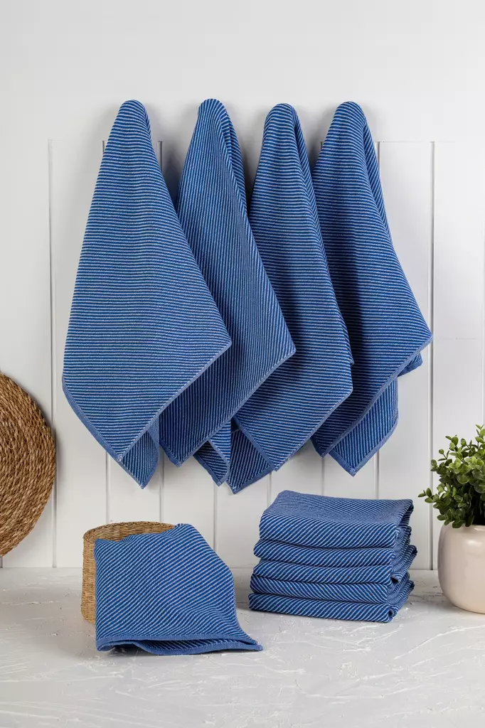 Ylellinen Keittiöpyyhesetti 10 kpl - Yötaivaan Sininen - 90% Puuvillaa, 270 gr/m², 43x76 cm, Konepestävä 30°C - Keittiötekstiilit - 8684283207442 - 1