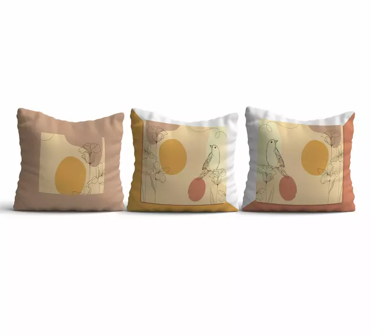 Ylellinen Monivärinen Tyynynpäällinen 3 kpl - 43x43 cm - Puuvilla/Polyesteri - Digitaalinen Painatus - Konepestävä - Koristetyynyt - 8683342759342 - 1