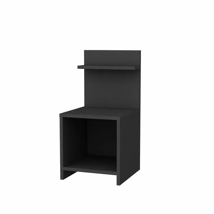 Yöpöytä - Skandinaavinen Tyyli, Anthracite Väri, 100% Melamiinipinnoitettu Lastulevy, 18mm Paksuus, 35,6x37,4x72cm - Yöpöydät - 8683743120062 - 1