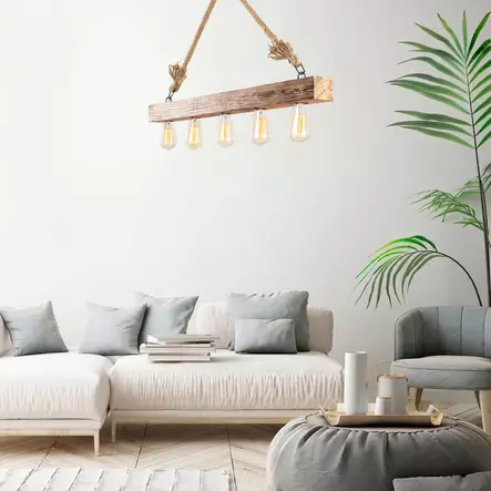 Kattokruunu, puinen, 100 x 7 cm, luonnollinen, elegantti, lämmin - Katto- ja seinävalaisimet - 8681875545883 - 1