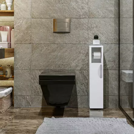 Kylpyhuonekaappi, valkoinen, 18 mm, 15 cm, 65 cm, tilava, kestävä, tyylikäs - Kylpyhuonekalusteet - 8682870704343 - 1