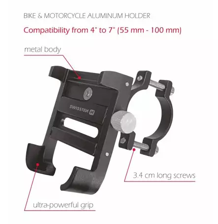 Pyörä-/moottoripyöräteline älypuhelimille Swissten - Telineet - 8595217478183 - 2