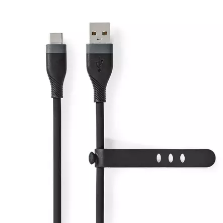 USB kaapeli | USB 2.0 | USB-A Uros | USB-C Uros | 15 W | 480 Mbps | Niklattu | 1.50 m | Pyöreä | Silikoni | Musta | Laatikko - Tietokone ja verkko - 5412810417933 - 2