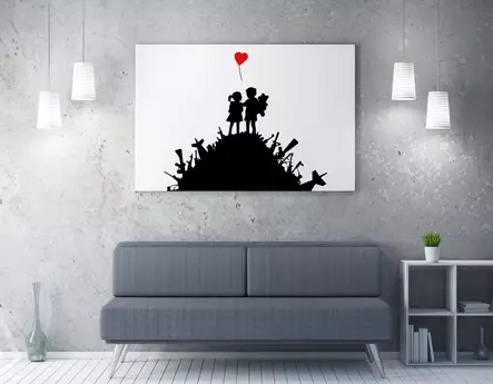 Banksy Multivärinen Koristeellinen Kangastaulu 70x100 cm - Puukehys 2x3 cm - 50% Puuvilla/50% Polyesteri - Taulut ja kehykset - 8683342789103 - 2