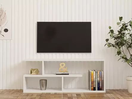 TV-taso, valkoinen, 100x40x29,6 cm, kestävä, tilava, tyylikäs - TV-tasot - 8683342851893 - 2