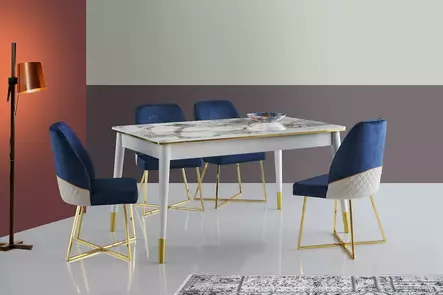 Laajennettava Ruokapöytä - Valkoinen Kulta - 100% Melamiinipinnoitettu Lastulevy - Koko: 146/181x78x90 cm - 36,5 kg - Ruokapöydät - 8683743769933 - 2