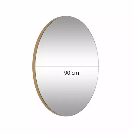 Moderni Kultainen Peili - 90 cm Halkaisija, 18 mm Paksuus, 100% Melamiinipinnoitettu, Seinään Kiinnitettävä - Peilit - 8683743270293 - 1
