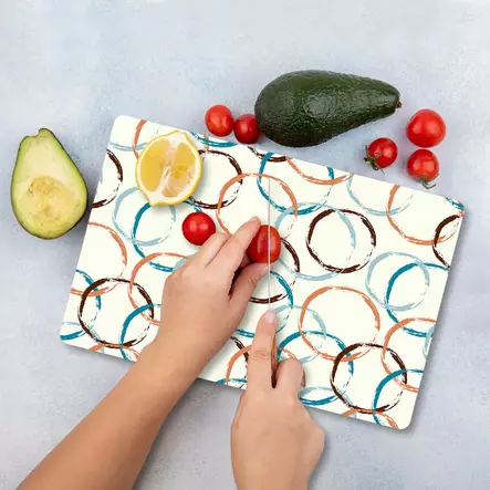 Monivärinen 100% Karkaistu Lasi Leikkuulauta 20x30 cm - Antibakteerinen, Helppo Puhdistaa, Liukumattomat Silikonijalat - Keittiötyövälineet - 8684283727483 - 2