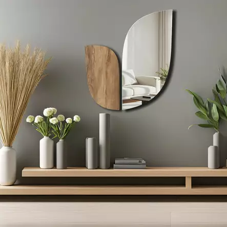 Monivärinen Koristepeili 43x50 cm - Tyylikäs Seinäsomiste Plexilasilla ja EVA-pohjalla, Kaksipuoliset Nauhat - Peilit - 8684283982073 - 2