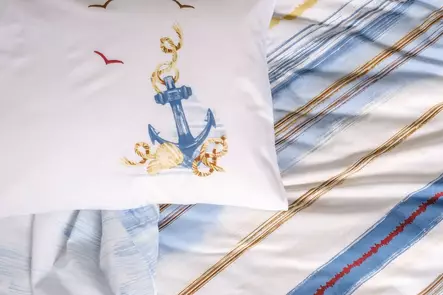 Ranforce tuplapeitto pussilakanasetti, sininen, 200 x 220 cm, pehmeä, kestävä - Lakanat ja tyynyliinat - 8684283028153 - 2