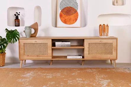 TV-taso, tammi, 180 cm leveä, tilava, kestävä - TV-tasot - 8683742868033 - 2