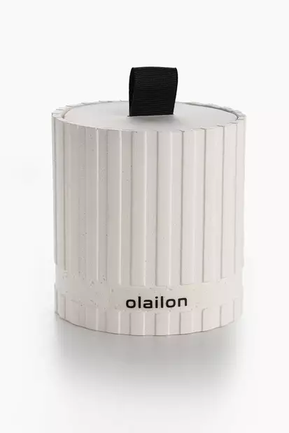 Valkoinen Betoni Nauha Meripihka Kynttilä - 8 cm x 8,5 cm - Paraffiini/Soya - Sisustukseen ja Lahjaksi - Kynttilät ja lyhdyt - 8684282969303 - 1