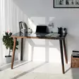 100% Pyökkiopiskelupöytä, Pähkinänvärinen, 6mm Karkaistu Lasi, 110x73x60cm, Useita Hyllyjä, Helppo Koota - - 19-19-8682870558793 - 6