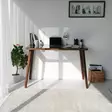 100% Pyökkiopiskelupöytä, Pähkinänvärinen, 6mm Karkaistu Lasi, 110x73x60cm, Useita Hyllyjä, Helppo Koota - - 19-19-8682870558793 - 7