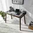 100% Pyökkiopiskelupöytä, Pähkinänvärinen, 6mm Karkaistu Lasi, 110x73x60cm, Useita Hyllyjä, Helppo Koota - - 19-19-8682870558793 - 4