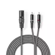 Balansoitu Audiojohto | XLR 3-Pin uros | 2x RCA uros | Niklattu | 1.50 m | Pyöreä | PVC | Tummanharmaa | Pahvikotelo - Audiokaapelit - 5412810295753 - 1