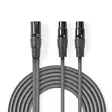 Balansoitu Audiojohto | XLR 3-Pin uros | 2x XLR 3-Pin naaras | Niklattu | 1.50 m | Pyöreä | PVC | Tummanharmaa | Pahvikotelo - Audiokaapelit - 5412810295593 - 1