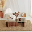 Walnut-sävyinen sohvapöytä, 100% karkaistu lasi, melamiinipinnoitettu runko, 105x30x65 cm, moderni ja kestävä design - Sohvapöydät - 8683342746823 - 4