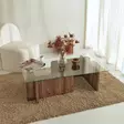Walnut-sävyinen sohvapöytä, 100% karkaistu lasi, melamiinipinnoitettu runko, 105x30x65 cm, moderni ja kestävä design - Sohvapöydät - 8683342746823 - 1