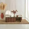Walnut-sävyinen sohvapöytä, 100% karkaistu lasi, melamiinipinnoitettu runko, 105x30x65 cm, moderni ja kestävä design - Sohvapöydät - 8683342746823 - 2
