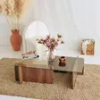 Walnut-sävyinen sohvapöytä, 100% karkaistu lasi, melamiinipinnoitettu runko, 105x30x65 cm, moderni ja kestävä design - Sohvapöydät - 8683342746823 - 3