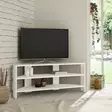 Valkoinen TV-taso, 100% melamiinipinnoitettu, 110x45x36 cm, useita hyllyjä, seinäkiinnitysmahdollisuus, moderni muotoilu - TV-tasot - 8681875104103 - 1