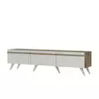 Valkoinen TV-taso 180x42x35 cm, 100% Melamiinipinnoitettu, Useita Hyllyjä, Seinään Kiinnitettävä, Kestävä ja Tyylikäs - TV-tasot - 8683743678433 - 6