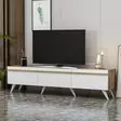Valkoinen TV-taso 180x42x35 cm, 100% Melamiinipinnoitettu, Useita Hyllyjä, Seinään Kiinnitettävä, Kestävä ja Tyylikäs - TV-tasot - 8683743678433 - 3