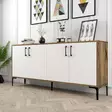 Teollinen Konsoli - Tyylikäs ja Toimiva Säilytysratkaisu, Pähkinä Valkoinen, 180x78x35 cm, Metalli, Kiinnitettävä Seinä - Lipastot ja senkit - 8683342460903 - 3