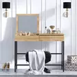 Moderni Meikkipöytä - 100% Melamiinipinnoitettu Lastulevy, 18 mm, Metallijalat, 100x45x75 cm, Tammi-Musta, Useita Hyllyjä - Meikkipöydät - 8682870655973 - 1