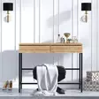 Moderni Meikkipöytä - 100% Melamiinipinnoitettu Lastulevy, 18 mm, Metallijalat, 100x45x75 cm, Tammi-Musta, Useita Hyllyjä - Meikkipöydät - 8682870655973 - 4