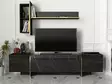 TV-taso Musta Kulta - 100% Melamiinipinnoitettu Lastulevy, 180x45x32,3 cm, Useita Hyllyjä, Kiinnitettävä Seinäkiinnitys - TV-tasot - 8681875669893 - 2