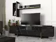 TV-taso Musta Kulta - 100% Melamiinipinnoitettu Lastulevy, 180x45x32,3 cm, Useita Hyllyjä, Kiinnitettävä Seinäkiinnitys - TV-tasot - 8681875669893 - 1